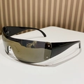 Gafas de sol deportivas Y2K sin montura con estrellas plateadas y patillas brillantes - Patas Negras Espejo Dorado