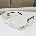 Chic Y2K rimless sunglasses with geometric clear lenses and elegant gold metal temples - Gold Frame Clear Lens