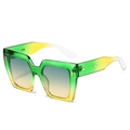 Lunettes de soleil carrées tendance avec monture transparente dégradé vert et jaune - Monture Vert Jaune Verres Vert Jaune