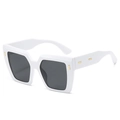 Lunettes de soleil carrées blanches avec verres foncés et détails dorés chics - Monture Blanche Verres Gris