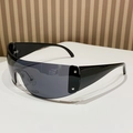 Gafas de sol Y2K sin montura con lentes grises y detalle de estrella en montura negra - Montura Negra Lentes Grises
