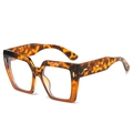 Lunettes vintage à monture carrée en écaille de tortue avec verres clairs - Monture Haut Léopard Bas Thé Lunettes à Verres Transparents