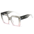 Lunettes de soleil carrées rétro avec monture dégradée gris et rose de style vintage - Monture Gris Rose Transparente Lunettes à Verres Transparents