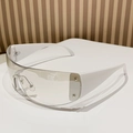 Y2K rimless one-piece sunglasses in white with silver accents and translucent lenses - White Legs Gradient Silver