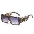 Chic square frame tortoiseshell sunglasses with purple gradient lenses and gold temple accents - Tortoise Frame Double Grey Lens