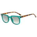 Vintage square sunglasses featuring a transparent green frame and tortoiseshell temples - Green Frame Gradient Green Lens