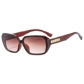 Fashionable square burgundy translucent sunglasses with gradient lenses and gold accents - Tea Frame Gradient Tea Lens