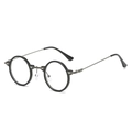 Retro round black sunglasses with slim metal temples and clear lenses in minimalist style - Black Frame Clear Lens