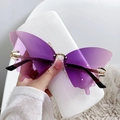Lunettes de soleil papillon sans monture avec verres dégradés violets et branches dorées - Cadre Doré Violet Dégradé