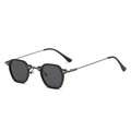 Gafas de sol retro cuadradas con montura negra, lentes grises y patillas finas - Montura Negra Lentes Grises