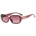 Fashionable dark pink square sunglasses with luxury gold-trimmed geometric temples - Pink Frame / Pink Lens