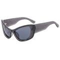 Lunettes de soleil œil de chat chic avec monture gris foncé pailletée et verres foncés - Monture Gris Noir Verres Gris