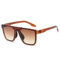 Retro square oversized amber sunglasses with gradient brown lenses for a stylish look - Leopard Frame / Tea Lens