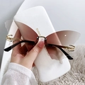 Lunettes papillon sans monture avec verres dégradés marron et branches en métal doré - Cadre Doré Thé Dégradé