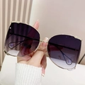 Fashionable gold metal D-frame sunglasses with purple gradient lenses and pearl details - Gold Frame Gradient Gray Lens