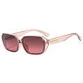 Retro square sunglasses with translucent pink frames and gold geometric temple accents - Champagne Frame / Tea Lens