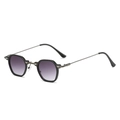 Lunettes de soleil rétro, monture noire, branches en métal et verres dégradés violets - Monture Noire Double Verre Gris
