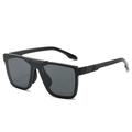 Classic oversized square sunglasses with flat top black frames and dark grey lenses - Black Frame Grey Lens