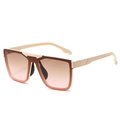 Fashion square sunglasses in cream frame with brown gradient lenses for women and men - Beige Frame Tea Pink Lens