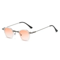 Lunettes de soleil rétro carrées avec monture transparente, verres orange et branches métal - Monture Transparente Lentille Rose Dégradé