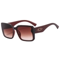 Modern square oversized sunglasses in translucent brown with metal temple accents - Tea Frame Gradient Tea Lens