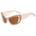 Lunettes de soleil œil de chat dorées translucides avec des détails de poudre scintillante - Monture Champagne / Verres Thé