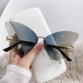 Lunettes papillon sans monture avec verres dégradés gris et branches dorées - Monture Dorée Marron Gris Dégradé