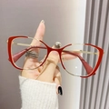 Occhiali cat-eye alla moda in metallo rosso e oro con stanghette sottili e stile vintage - Montatura Rosso Oro