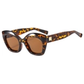 Retro cat-eye sunglasses with tortoiseshell frame, brown lenses, and gold accent - Leopard Frame / Tea Lens