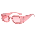 Pink Y2K fashion sunglasses featuring trendy wavy floral edges and thick frames - Pink Frame Gradient Pink Lens