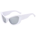 Fashionable white cat-eye sunglasses with gradient grey lenses for a retro luxury look - White Frame Silver Mirror Lenses