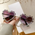 Lunettes de soleil cœur sans monture avec strass arc-en-ciel et verres dégradés - Monture Dorée Verres Dégradés Gris