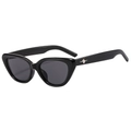 Occhiali da sole cat-eye chic con montatura nera e stella d'argento su sfondo bianco - Montatura Nera Lenti Grigie