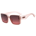 Occhiali da sole quadrati moderni con montatura rosa trasparente e lenti sfumate - Montatura Rosa Trasparente Lenti Grigio Rosso