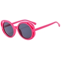 Lunettes de soleil rondes rose vif tendance avec monture ajourée et verres foncés - Monture Rose Rouge Verres Gris