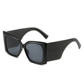 Occhiali da sole quadrati oversize alla moda con stanghette larghe in nero classico - Montatura Nera Lenti Grigie