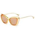Vintage cat-eye sunglasses with orange gradient frame and elegant gold metal temples - Transparent Yellow Frame Champagne Lens