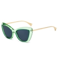 Retro cat-eye sunglasses with transparent green frames and slim gold metal temples - Transparent Green Frame Grey Lens