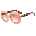 Occhiali da sole ovali oversize alla moda con montatura rosa e stanghette tartarugate - Montatura Rosa Lenti Marrone Rosa