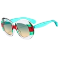 Occhiali da sole ovali alla moda con strisce rosse e verdi e lenti sfumate - Montatura Verde Rosso Lente Verde Giallo