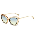 Gafas de sol de ojo de gato con montura ámbar, lentes degradadas y patillas doradas - Montura Té Transparente Lentes Azul Amarillo