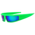 Lunettes de soleil sport vert fluorescent avec verres irisés pour le cyclisme - Monture Verte Miroir Vert
