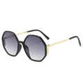 Gafas de sol hexagonales de gran tamaño con montura negra y lentes degradadas - Montura Negra Lente Gris Doble