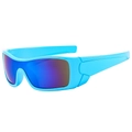Sportieve lichtblauwe vierkante zonnebril met paars en blauw verloop gepolariseerde lens - Blauw Frame Spiegel Blauwe Lenzen