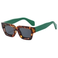Fashionable square sunglasses with tortoise shell frame and green temples for men and women - Tortoise Frame Gray Lens