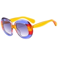 Occhiali da sole ovali con montatura a righe multicolore e lenti viola sfumate - Montatura Blu Rosso Giallo Lente Grigia