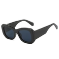 Fashionable thick frame candy color square sunglasses with a retro minimalist bold design - Black Frame Grey Lens