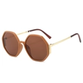 Gafas de sol octogonales grandes en color marrón caramelo con detalles en metal dorado - Montura Té Lente Té
