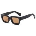 Fashionable square chunky sunglasses with black frame and amber lenses for men - Black Frame Tea Lens