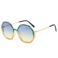 Octagonal gold metal sunglasses featuring stylish blue yellow and orange gradient lenses - Green Yellow Frame Blue Yellow Lens